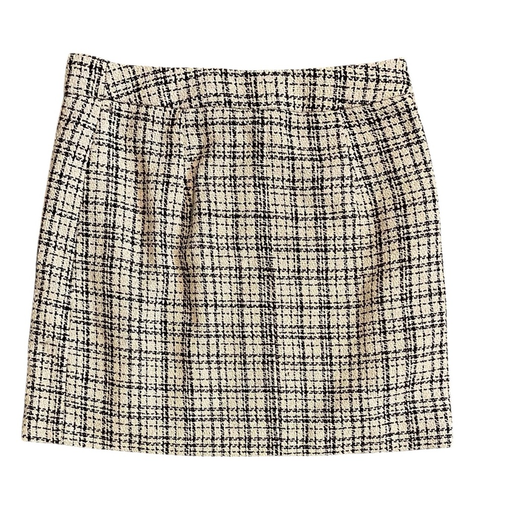 H&M Black White Tweed Mini Skirt Size 4 High Waisted Preppy Classic - Picture 4 of 4